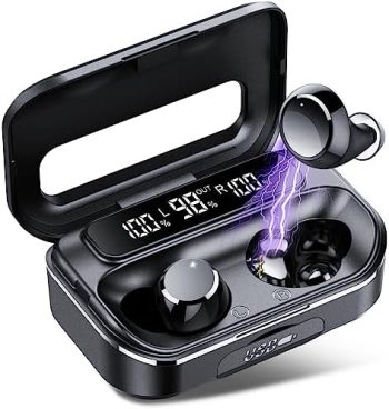 Wekily Wireless Earbuds Bluetooth 5.3 Headphones 108H Playtime Ear Buds with 2600mAh Charging Case to Charge Phone, LED Display Earphones with Mic Deep Bass Earbuds for Work Sport