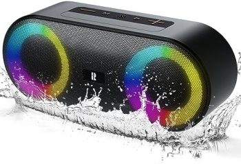 Rythflo Bluetooth Speakers, [Blod Bass & Dynamic Lights] Portable Wireless Speaker with 20W Powerful Sound, 24Hrs Playtime, Build-in MIC, IP66 Waterproof/Dustproof Blue Tooth Speaker