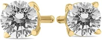 1/3-3/4 Carat TW Round Diamond Solitaire Stud Earrings Available in 14K White and Yellow Gold