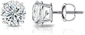 1/4 to 1 1/4 Carat Lab Grown Diamond Round Stud Earrings for Women in 14k Gold (E-F, VS1-VS2, 0.25 to 2.00 cttw) 4-Prong Setting Screw Back Studs by Diamond Wish