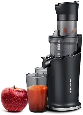 Elite Gourmet EJX017 Dynamic Masticating Slow Juicer, High Yield Cold Press Juice Extractor, Nutrient & Vitamin Dense, Whole Fruit 3” Feeding Chute, 27 Oz Cup, Powerful 200 watt, Easy Clean, Black