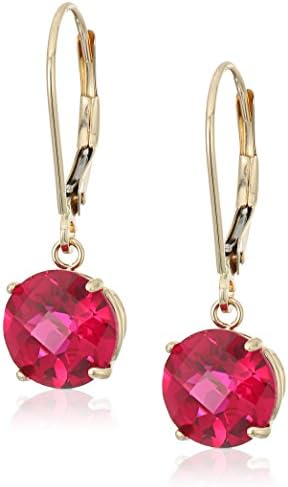 Amazon Collection 10k Gold 6mm Gemstone Round Dangle Earrings for Women with Leverbacks