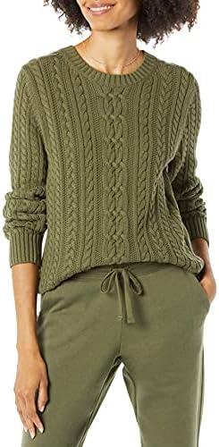 Amazon Essentials Women’s Fisherman Cable Long-Sleeve Crewneck Sweater (Available in Plus Size)