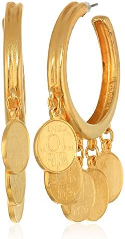 Ben-Amun Moroccan Coin Vintage Dangle Earrings, New York Fashion 24K Gold Plated Jewelry