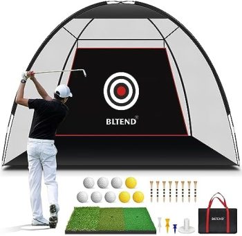 Bltend Golf Net – 10x7ft Golf Practice Nets for Backyard Driving with Golf Mat, Golf Hitting Training Net for Indoor Outdoor Use – Golf Training Equipment