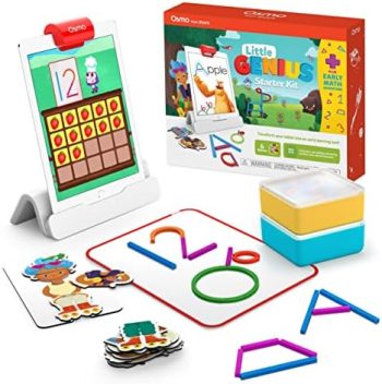 Osmo-Little Genius Starter Kit for iPad + Early Math Adventure-6 Educational Learning Games Ages 3-5-Counting, Shapes,Phonics & Creativity-STEM Toy Gifts-Kids(Osmo iPad Base Included-Amazon Exclusive)