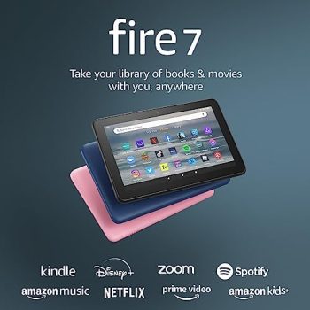 Amazon Fire 7 tablet, 7” display, read and watch, under  with 10-hour battery life, (2022 release), 16 GB, Black, without lockscreen ads