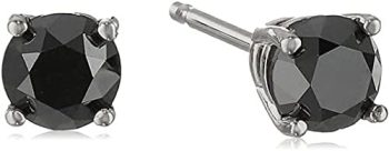 Vir Jewels 1/2 cttw Black Diamond Stud Earrings 14K White Gold Round Push Backs Prong Set