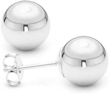 14K White Gold Ball Stud Earrings