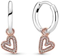 Pandora Sparkling Freehand Heart Hoop Earrings