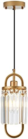 Faibra Modern Crystal Pendant Light Mini Chandelier Pendant Lighting for Kitchen Island Bar Hallway Balcony Dinning Room Bedroom Kitchen Sink Lighting (Gold 1-Light)