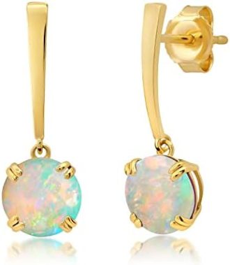 1.3 CT Round Solitaire Gemstone Drop Dangle Birthstone Earrings – Solid 10k Yellow Gold or White Gold Earrings for Women Double Prong Setting – Push Back Hypoallergenic by Nicole Miller Fine Jewelry