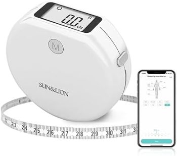 Smart Body Tape Measure, SUN&LION Accurate Body Fat Measure with APP for Weight Loss, Digital Circumference Tape Measure, Body Measurement Tape with Bluetooth for Fitness Man&Woman, Data Syn, Lock Pin