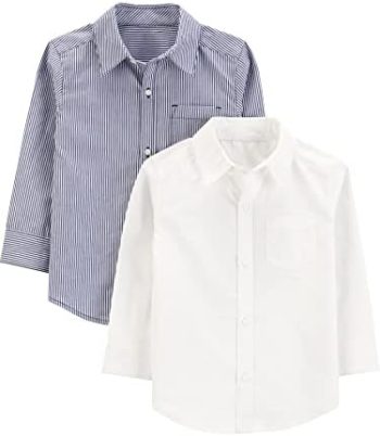 Simple Joys by Carter’s Boys’ Long-Sleeve Woven Shirt, Pack of 2