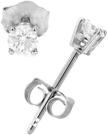 Vir Jewels 1/5 cttw Diamond Stud Earrings 14K White Gold Round 4 Prong with Push Backs