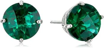 Amazon Collection 10k Gold Round Birthstone Stud Earrings for Women