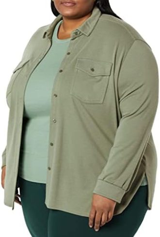 Amazon Essentials Women’s Utility Shirt (Available in Plus Size) (Previously Amazon Aware), Light Green, Medium