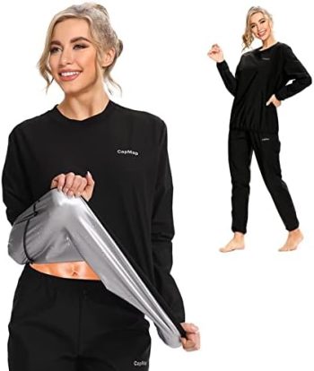 CAPMAP Sauna Suit for Women Weight Loss，Sweat Sauna Jacket Gym Workout Sweat Suits for Women