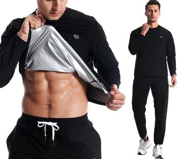 365 DAYS Sauna Suit for Men Weight Loss Workout Running Sweat Sauna Suits Exercise Gym Long Sleeve Sauna Suit for Mens