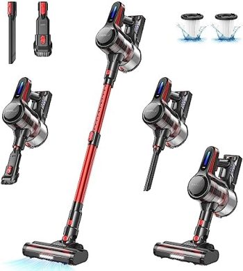 ORFELD Cordless Vacuum Cleaner, Stick Vacuum with 26Kpa Powerful Suction, 45Mins Runtime Rechargeable Vacuum, Anti-Tangle & 1.5L Dust Cup, 6 in 1 Lightweight Vacuum for Hardwood Floor Carpet Pet Hair