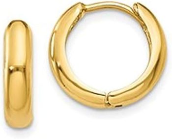 Small 14K Gold Huggie Hinged Hoop Earrings, (3mm Tube)