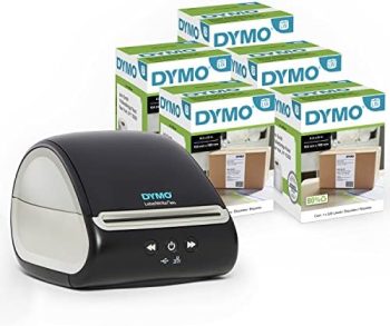 DYMO LabelWriter 5XL Label Printer Bundle, Prints Extra-Wide Shipping Labels (UPS, USPS) from Amazon, eBay, and More, Perfect for eCommerce Sellers, Includes 5 Extra-Large Shipping Labels (1100 Total)