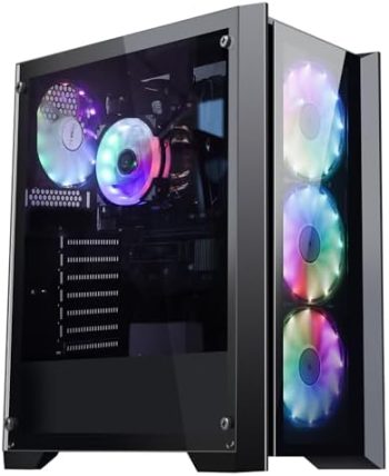 HOENGAGER Apollo Gaming Desktop – AMD Ryzen 5 5600G 6 core 3.9GHz – 16GB DDR4 3200MHz – 1TB M.2 NVMe SSD- WiFi -RGB Fans – Windows 11 Pro Desktop Computer, Black