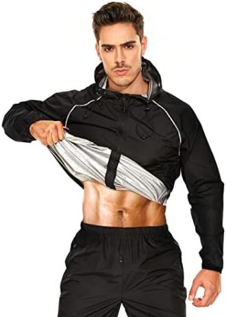 YYQ Sauna Suit for Men Weight Loss Sweat Sauna Jacket Gym Pants Boxing Exercise Workout Sauna Sweat Suits for Mens