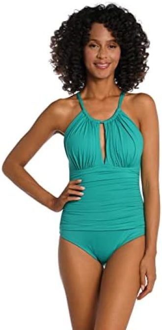 La Blanca Women’s Island Goddess High Neck Keyhole One Piece Swimsuit