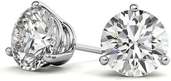 Facets Jewels Moissanite Stud Earings, 1ct-3ct DEF Color Brilliant Round Cut Lab Created Diamond Earring in Pure 10K/14K/18K Gold Friction Push Back for Women