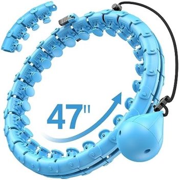 Smart Weighted Hula Hoop for Adults Weight Loss, 24 Detachable Knots, 2 in 1 Adomen Fitness Massage, Suitable for Adults, Women, Men, and Family, Great for Exercise and Fitness