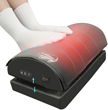 Snailax Foot Rest Under Desk at Work, Heated Under Desk Footrest with Double Layer Adjustable Height, Feet Warmer with Vibration Massage, Ergonomic Gaming Home Footstool for Lumbar Back Knee Pain