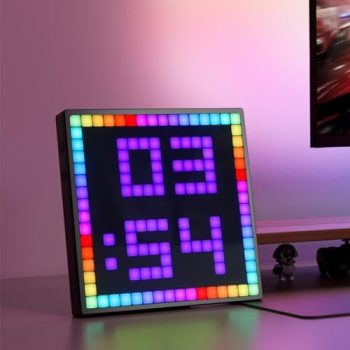 Buyya LED Pixel Art Display – Smart Clock RGB Pixel Matrix Panel DIY Graffiti Animations Patterns Text Programmable LED Sign for Living Room Bedroom Game Room, for Kids Adults