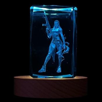 SUPIA Valorant 3D Crystal Figure – Agent Reyna – RGBW 16 Colorful LED Lighting Stand with Laser Engraved Crystal Figure. Valorant Gift, Gaming Accessories for Gamer. Decoration for Gaming Desk.