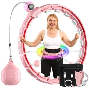 Infinity Hoop for Adult Weight Loss – 48″ Weighted Hula Fit Hoop Plus Size, Quiet Fitness Hula Fit Hoop with Cooling Towel and Body Tape Measure – Abs Exercise Equipment for Home Workouts