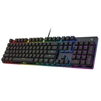 Black Shark Mechanical Gaming Keyboard Full 104-Keys All Metal Panel, LED RGB Backlit USB Wired Keyboard with Green Switch, Quiet Click Sound Mechanical Keyboard for Windows,Desktop,Computer,PC