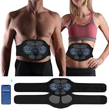 DOMAS Wireless Ab Belt Abdominal Muscle Toner- APP Controlled Bluetooth Abs Stimulator with 12 Modes 25 Intensity Levels EMS Muscle Toning Belt for Women And Man Workout at Home,Gym,Office Black