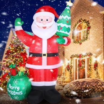 8 FT Christmas Inflatables Outdoor Decorations, Blow up Inflatable Santa Claus with LED Lights Gift Bag Christmas Tree for Xmas Decor Indoor Outside Yard Garden Patio Lawn Home Holiday Party