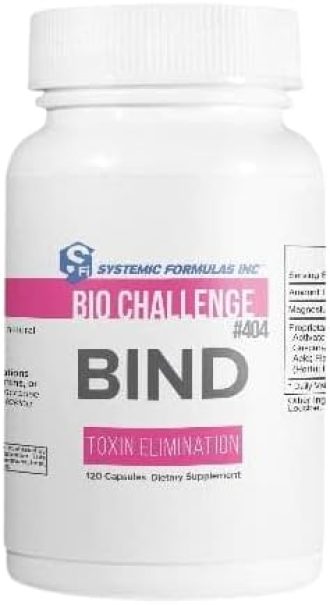 Systemic Formulas #404 Bind 120 Capsules, Activated Charcoal Capsules Powerful Cleanse Supplement for Optimal Health and Keychain Pill Holder