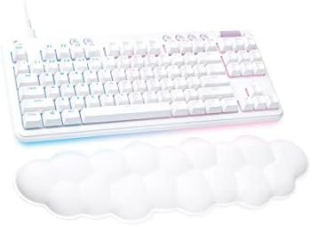 Logitech G713 Wired Mechanical Gaming Keyboard with LIGHTSYNC RGB Lighting, Linear Switches (GX Red), and Keyboard Palm Rest, PC and Mac Compatible – White Mist