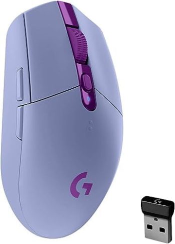 Logitech G305 LIGHTSPEED Wireless Gaming Mouse, Hero 12K Sensor, 12,000 DPI, Lightweight, 6 Programmable Buttons, 250h Battery Life, On-Board Memory, PC/Mac – Lilac