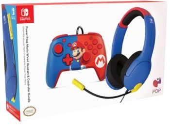 PDP AIRLITE Wired Headset & REMATCH Wired Controller Bundle: Mario Dash For Nintendo Switch, Nintendo Switch – OLED Model