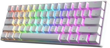 HK GAMING GK61 60% v3 | Hotswap Mechanical Gaming Keyboard | 61 Keys Multi Color RGB LED Backlit for PC/Mac Gamer | US Layout (White, Gateron Optical Blue)