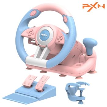 PXN Christmas Xbox Steering Wheel V3III 180°PC Steering Racing Wheel Driving Wheel, with Linear Pedals and Racing Paddles for PC, PS4,Xbox One, Xbox Series X|S, Switch – Pink Update 2023