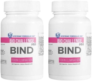 Systemic Formulas #404 Bind 120 Capsules (Pack of 2) and Keychain Pill Holder, Activated Charcoal Capsules Powerful Cleanse Supplement for Optimal Health