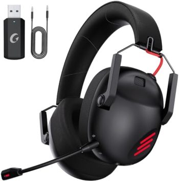 KAPEYDESI Wireless Gaming Headset for PC, PS5, PS4, Mac, Nintendo Switch, Gaming Headphones with Microphone, Bluetooth 5.3 Gaming Headset Wireless, ONLY 3.5mm Wired Mode for Xbox Series – Black