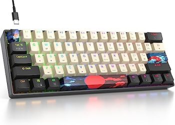 Fogruaden RGB Wired 60% Percent Keyboard Mechanical, 61 Keys Gaming Keyboard 60 Percent with Red Switch, Small Compact Mechanical Keyboard for Win/Mac Laptop PC Gamer (Carbon/61)