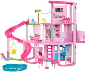 Barbie Dreamhouse 2023, Pool Party Doll House with 75+ Pieces and 3-Story Slide, Barbie House Playset, Pet Elevator and Puppy Play Areas​