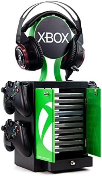 Numskull Official Xbox Series X Gaming Locker, Controller Holder, Headset Stand for PS5, Xbox Series X S, Nintendo Switch – Official Xbox Merchandise