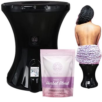 Magic V Steam Yoni Kit Comes with Ready to Steam Yoni Herbs Tea Bags for V Cleansing, Moisturizing, Feminine Odor, Ph Balance & Postpartum Care Black Edition